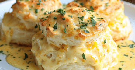 CRAB STUFFED CHEDDAR BAY BISCUITS WITH LEMON BUTTER SAUCE