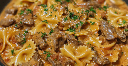 Creamy Beef and Bowtie Pasta