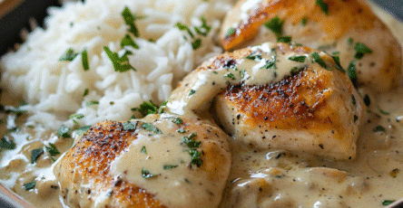 Easy Creamy Smothered Chicken and Rice
