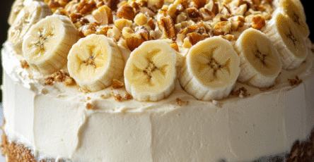 Heavenly Banana Walnut Cream Cake