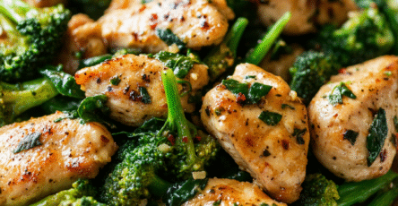 Garlic Chicken with Broccoli and Spinach