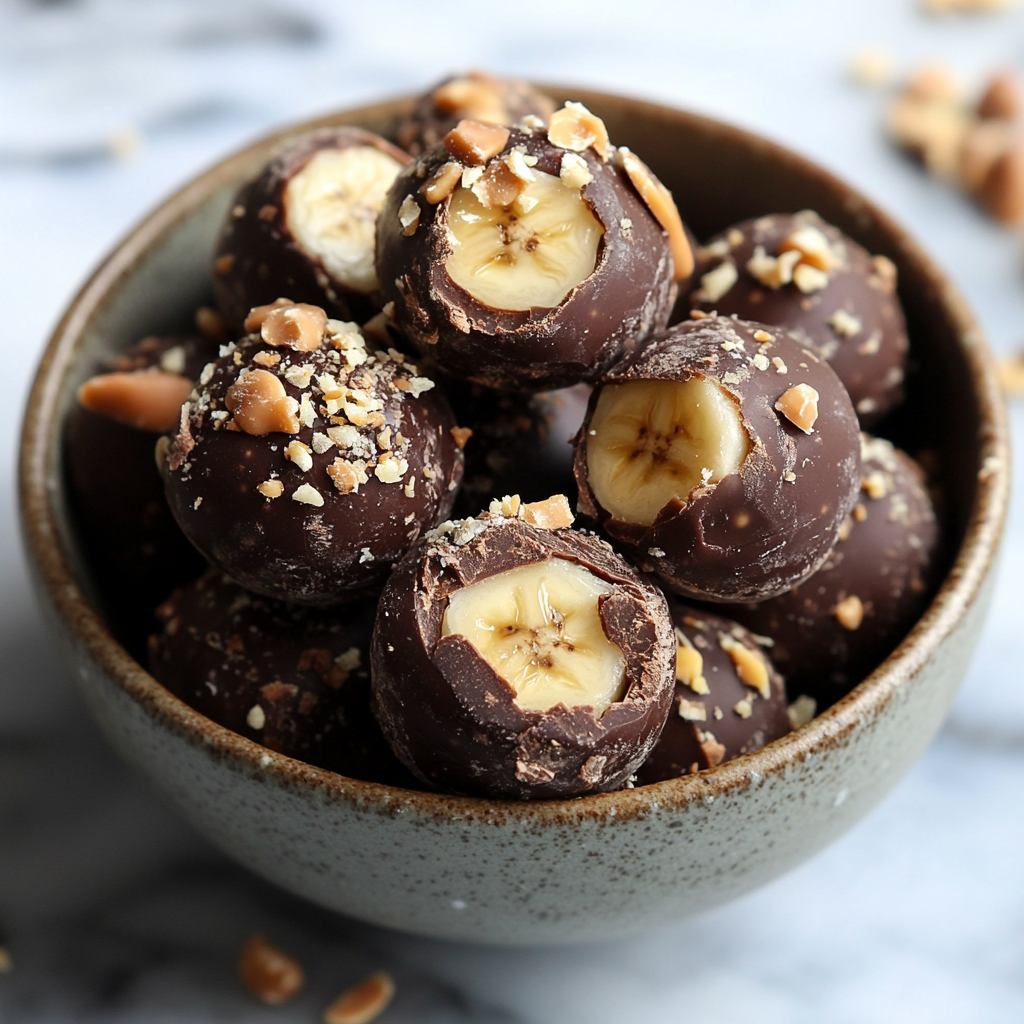 Healthy Chocolate Peanut Butter Banana Bites